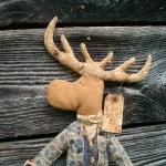 Primitive Moose Doll - Wall Hanging Or Shelf..