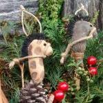 Primitive Grungy Stick Horse Christmas Ornaments