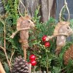 Primitive Grungy Stick Horse Christmas Ornaments